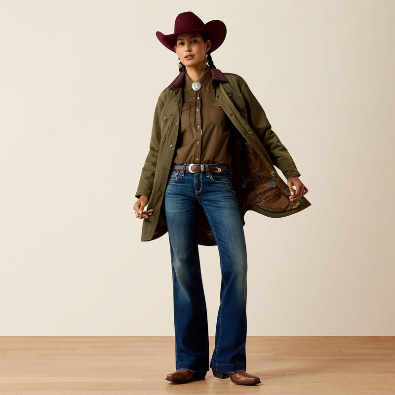 Ariat Dilon Parka Jacket in Ivy Green/ Chicory Coffee