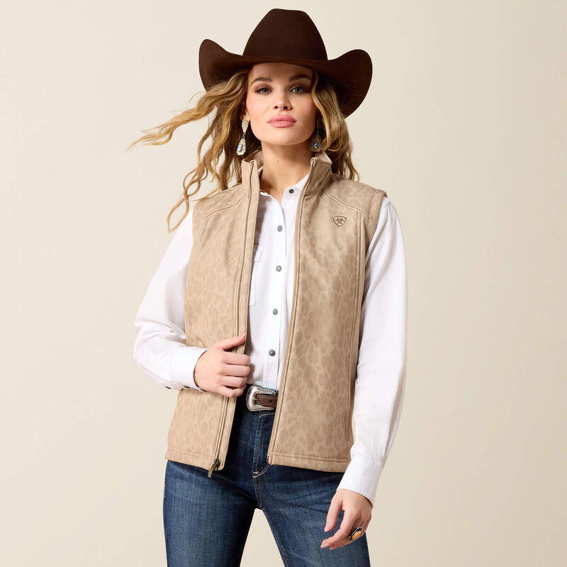 Ariat Logo Softshell Print Vest in Faded Leopard