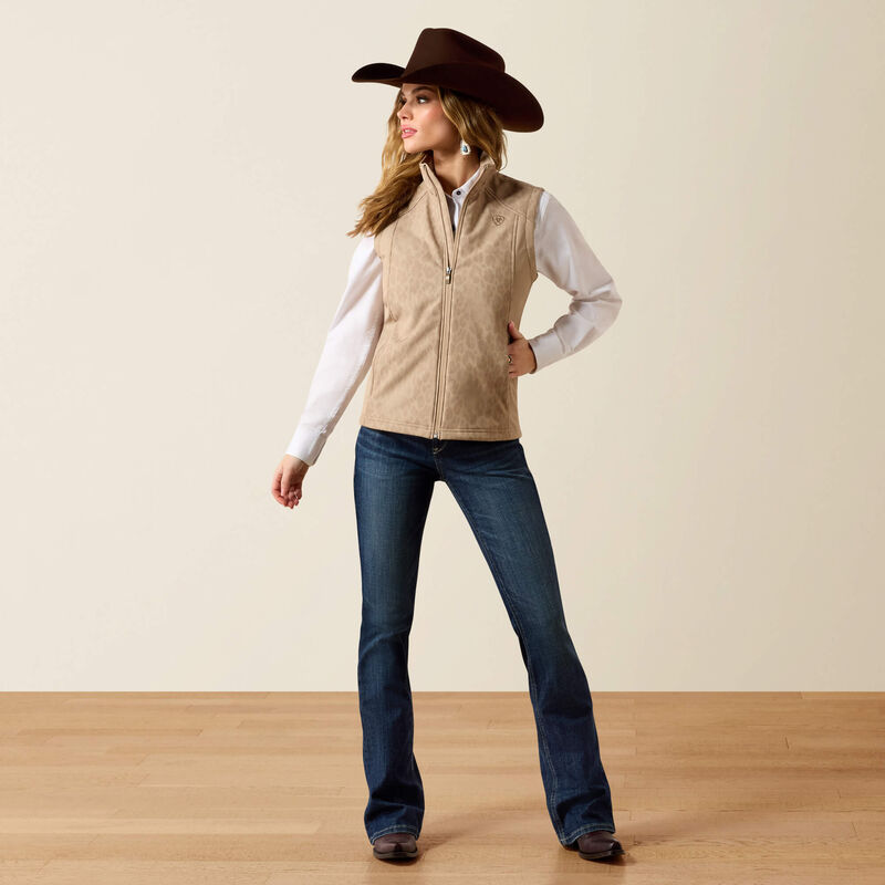 Ariat Logo Softshell Print Vest in Faded Leopard