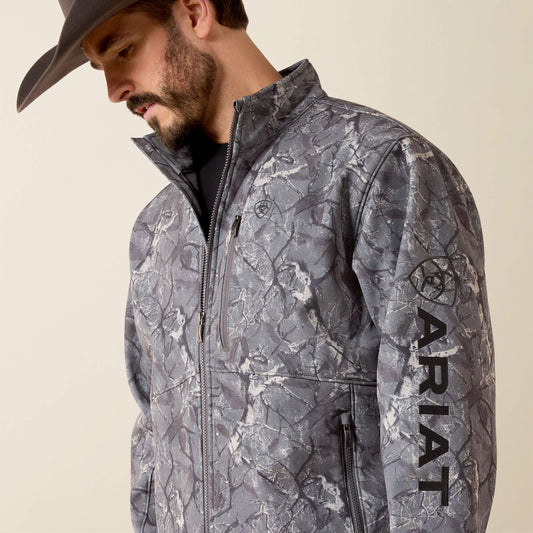 Ariat Logo Softshell Jacket in Gray Camo Print