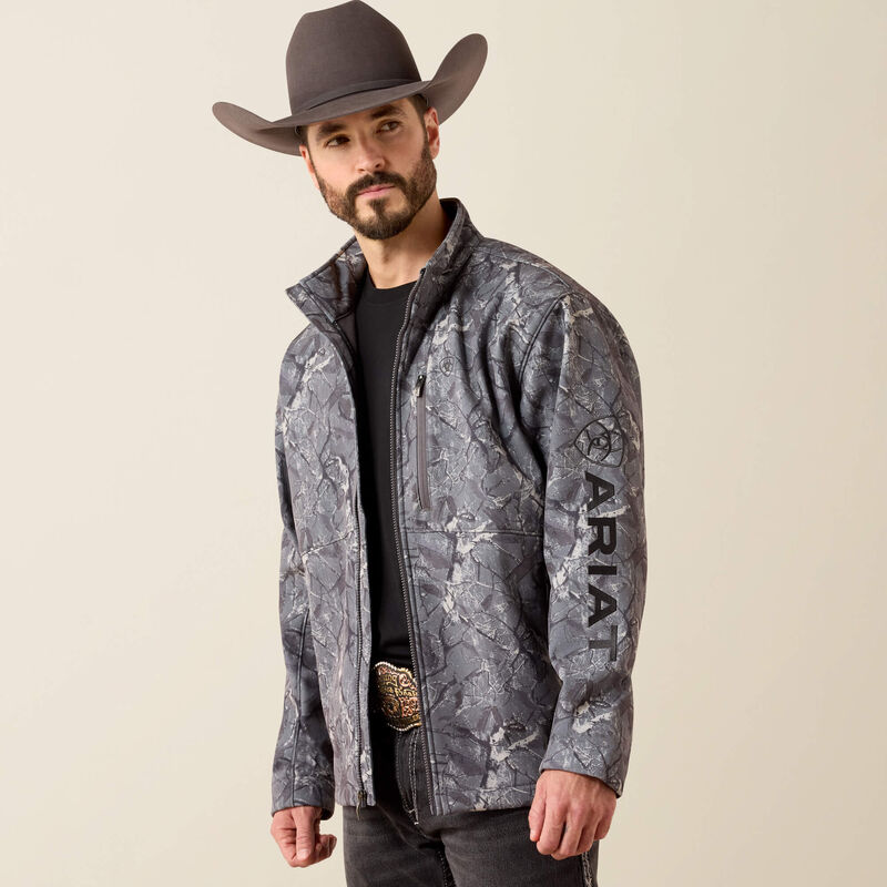 Ariat Logo Softshell Jacket in Gray Camo Print