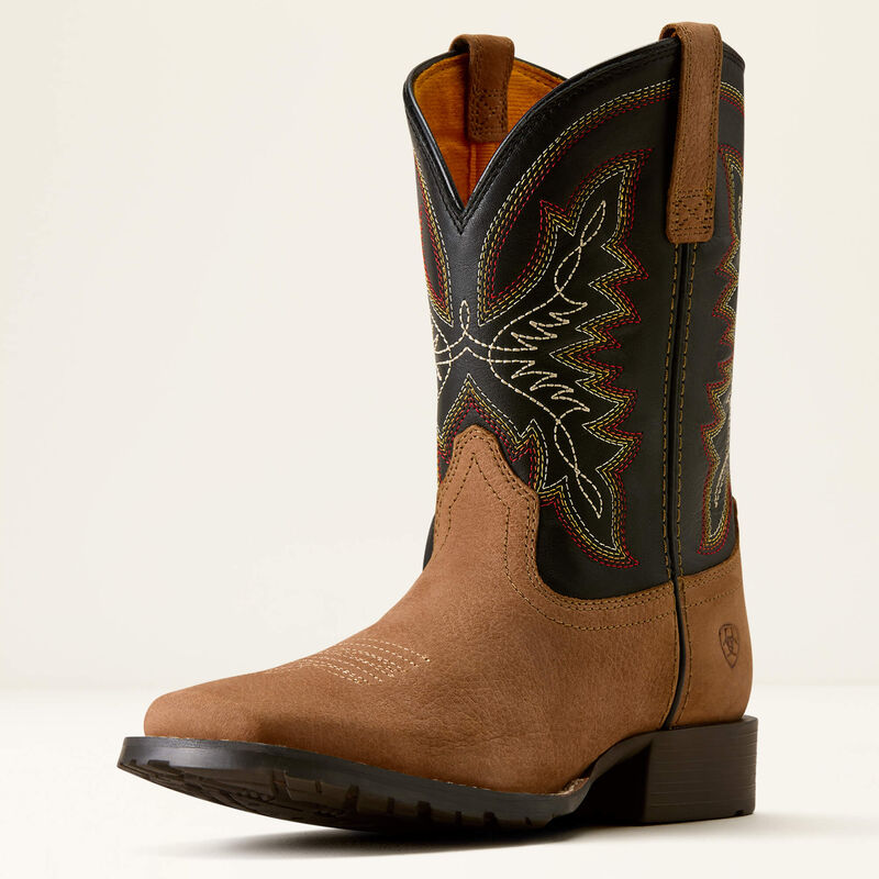 Ariat Hybrid Rancher Wide Square Toe Western Boot in Dusted Brown/ Black