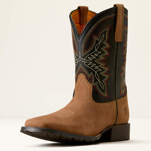 Ariat Hybrid Rancher Wide Square Toe Western Boot in Dusted Brown/ Black