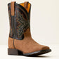 Ariat Hybrid Rancher Wide Square Toe Western Boot in Dusted Brown/ Black