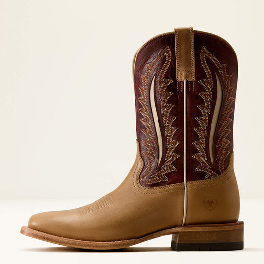 Ariat Gage Wide Square Toe Cowboy Boot in Faded Camel/Fired Brick