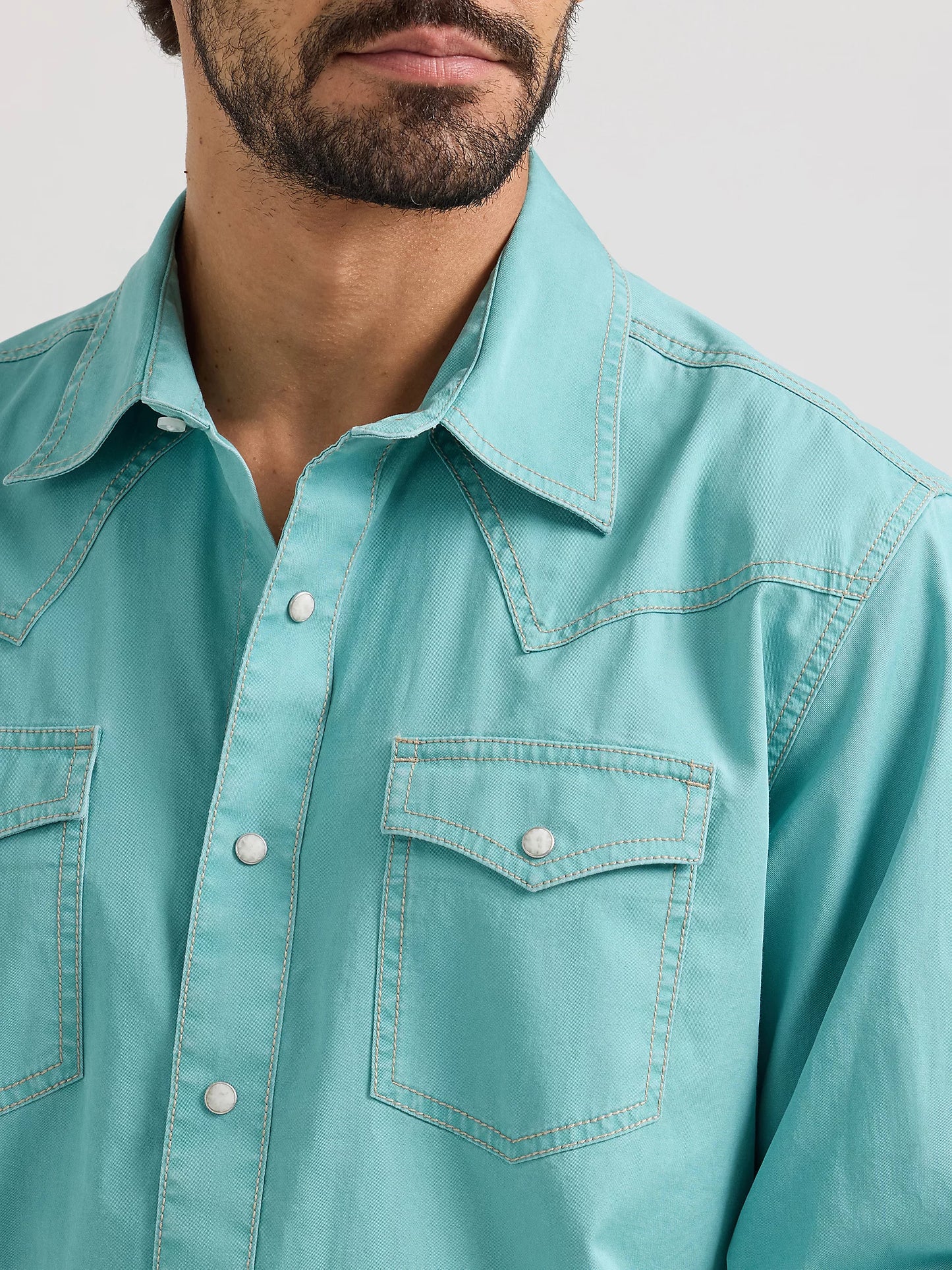 Wrangler Men's Retro Premium Western Snap Shirt in Sugar Blue