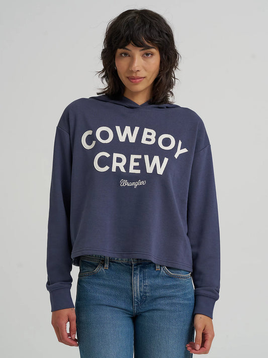 Wrangler Women's Cowboy Crew Graphic Cropped Relaxed Hoodie