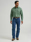 Wrangler Wrinkle Resist Long Sleeve Western Snap Plaid Shirt in Green Leaf