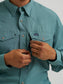 Wrangler Performance Snap Long Sleeve Solid Shirt in Pine