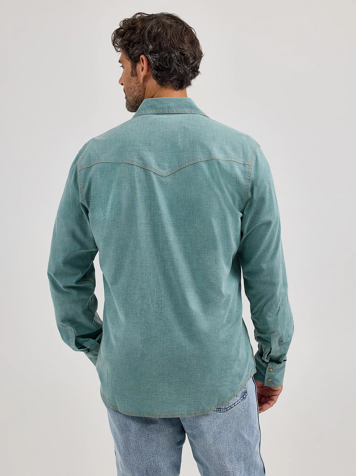 Wrangler Men's Wrangler Retro Premium Western Snap Solid Shirt in Robins Egg