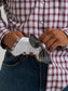 Wrangler Performance Snap Long Sleeve Plaid Shirt in Pinot Red