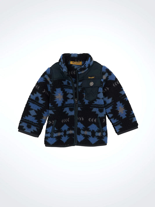 Wrangler Little Boy's Zip Front Lightweight Ripstop Sherpa Jacket in Federal Blue