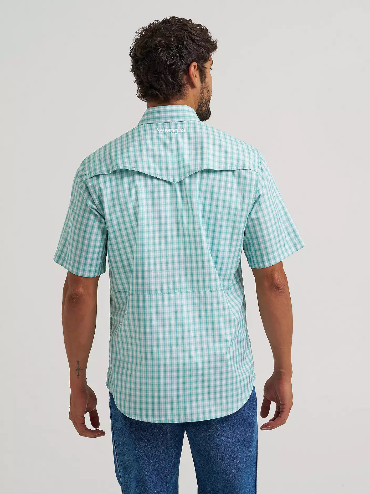 Wrangler All Terrain Gear Men's Plaid Performance Shirt in Latigo Bay Plaid