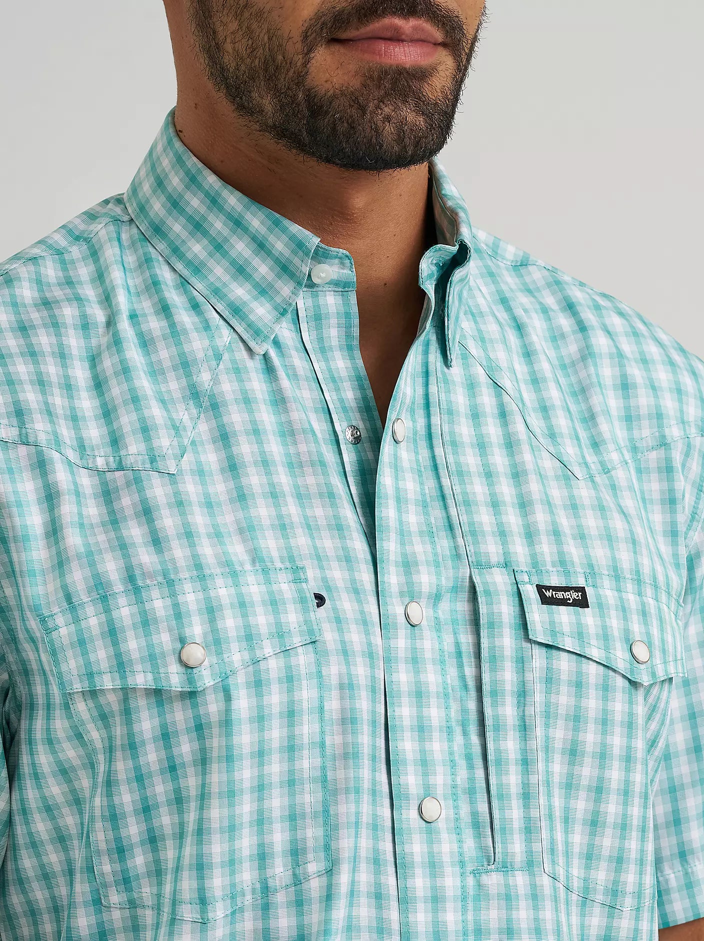 Wrangler All Terrain Gear Men's Plaid Performance Shirt in Latigo Bay Plaid