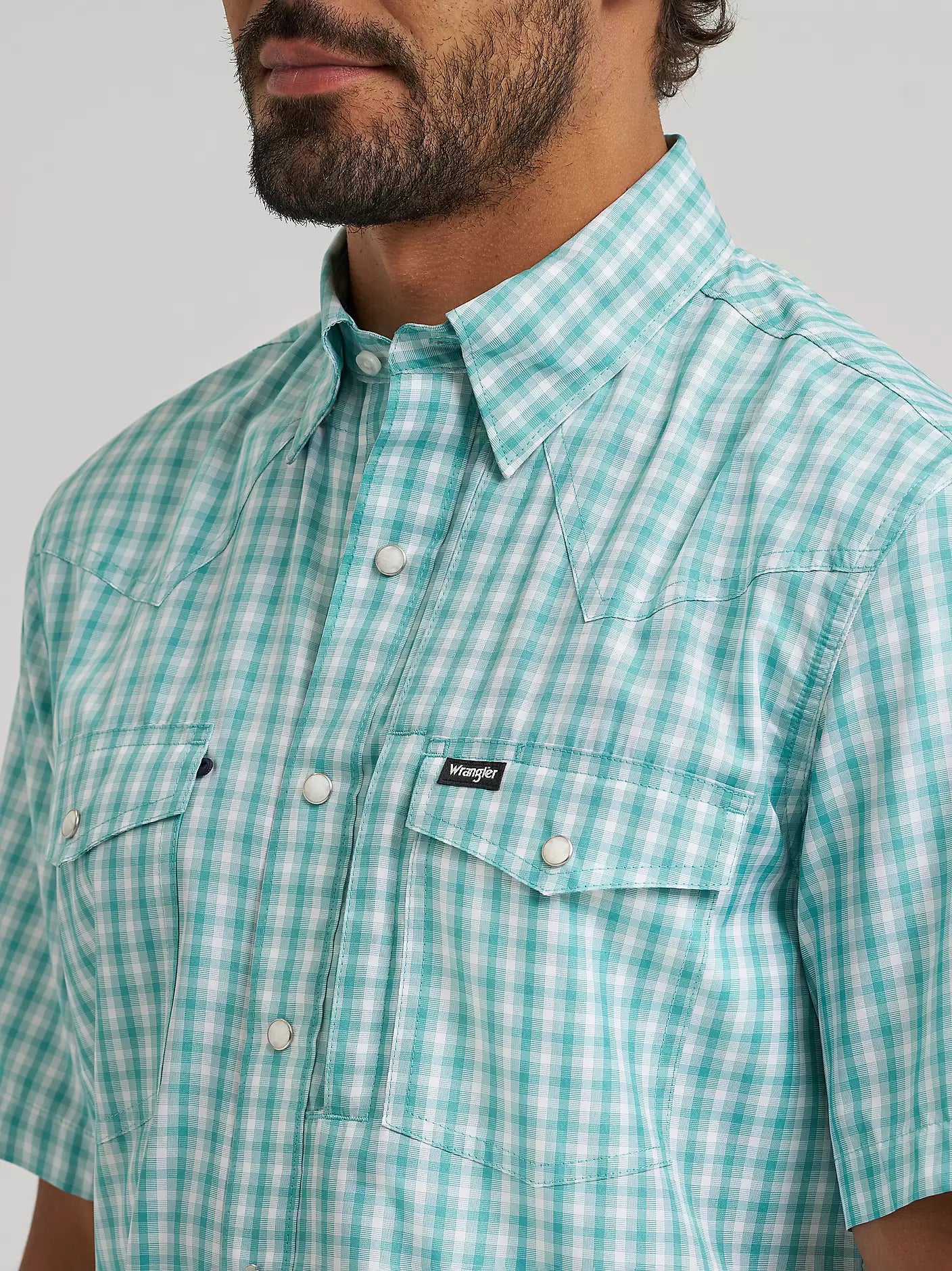 Wrangler All Terrain Gear Men's Plaid Performance Shirt in Latigo Bay Plaid
