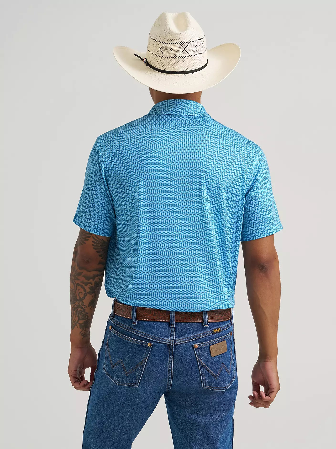 Wrangler All Terrain Gear Men's Performance Polo Shirt in Airy Blue