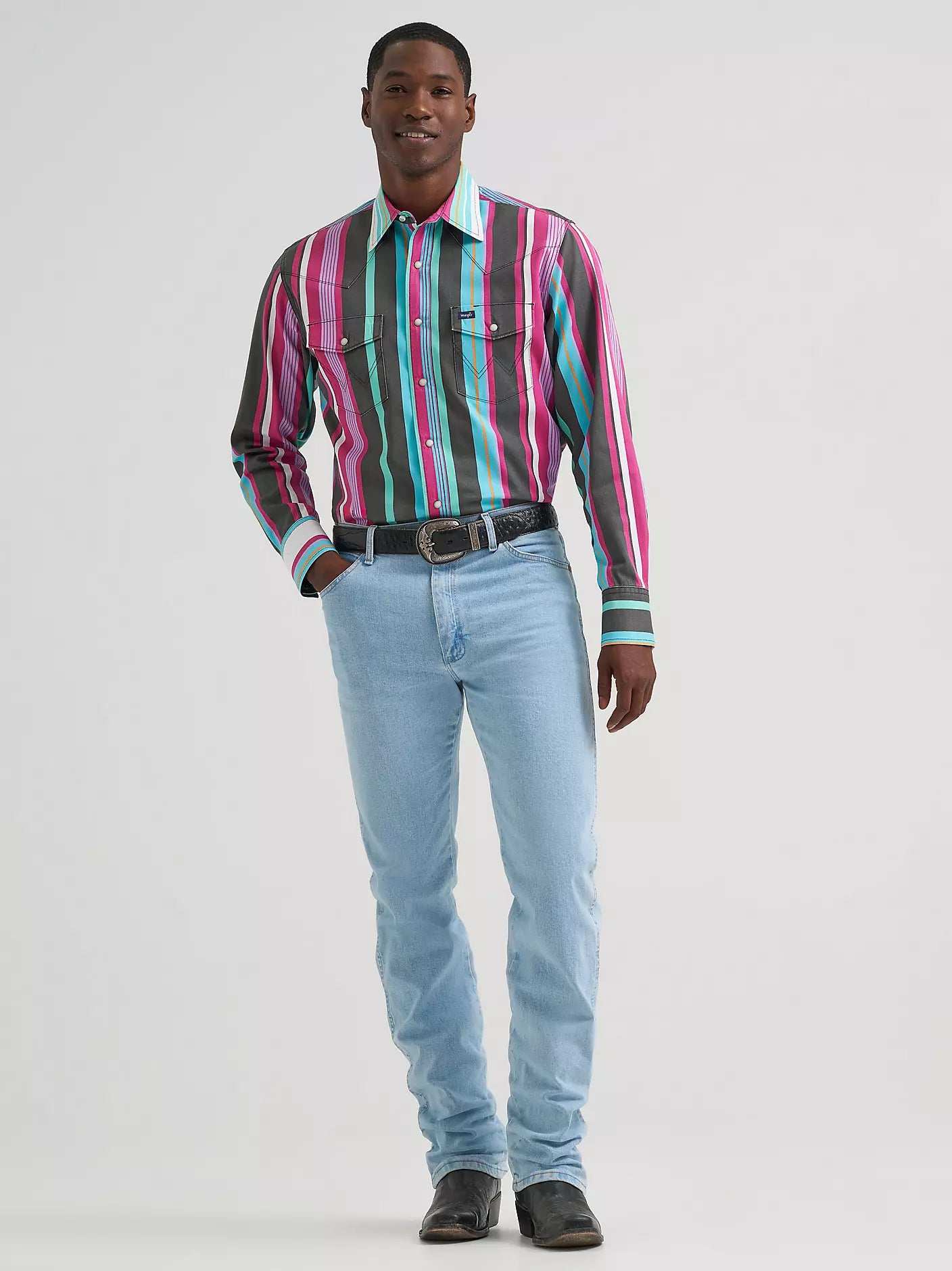 Wrangler Vintage-Inspired Brushpopper Western Snap Workshirt in Dester Dusk