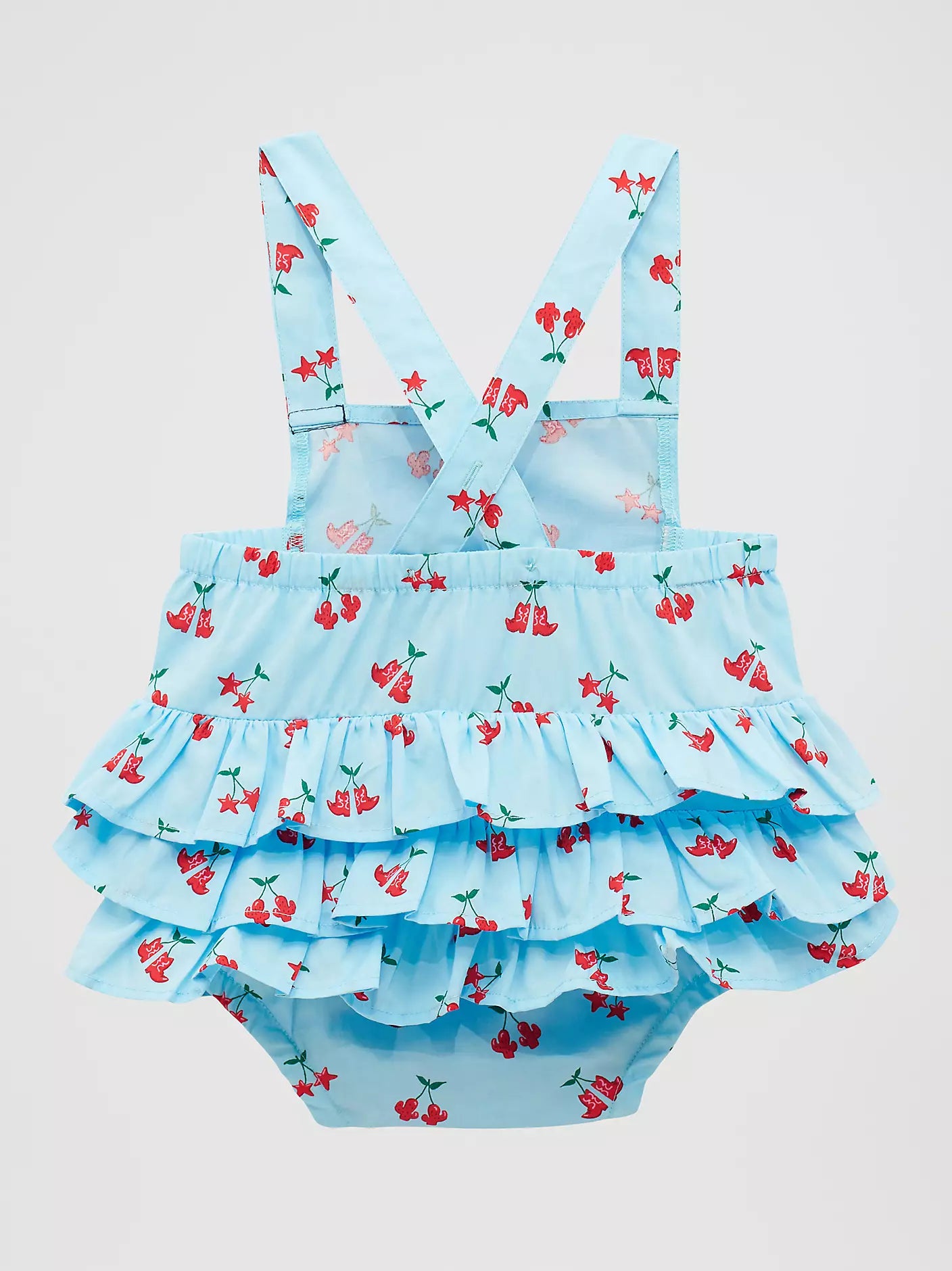 Wrangler Baby Girl's Western Printed Ruffle Bodysuit in Blue