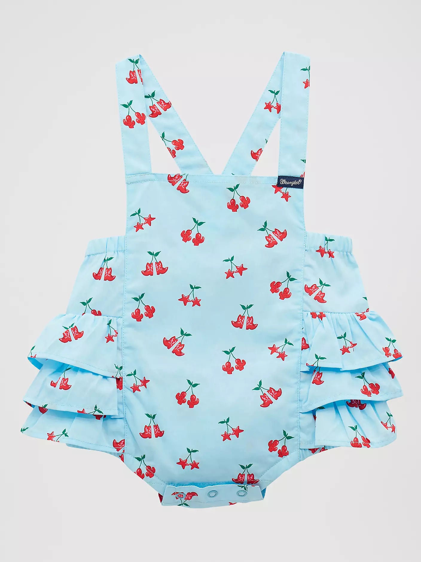 Wrangler Baby Girl's Western Printed Ruffle Bodysuit in Blue