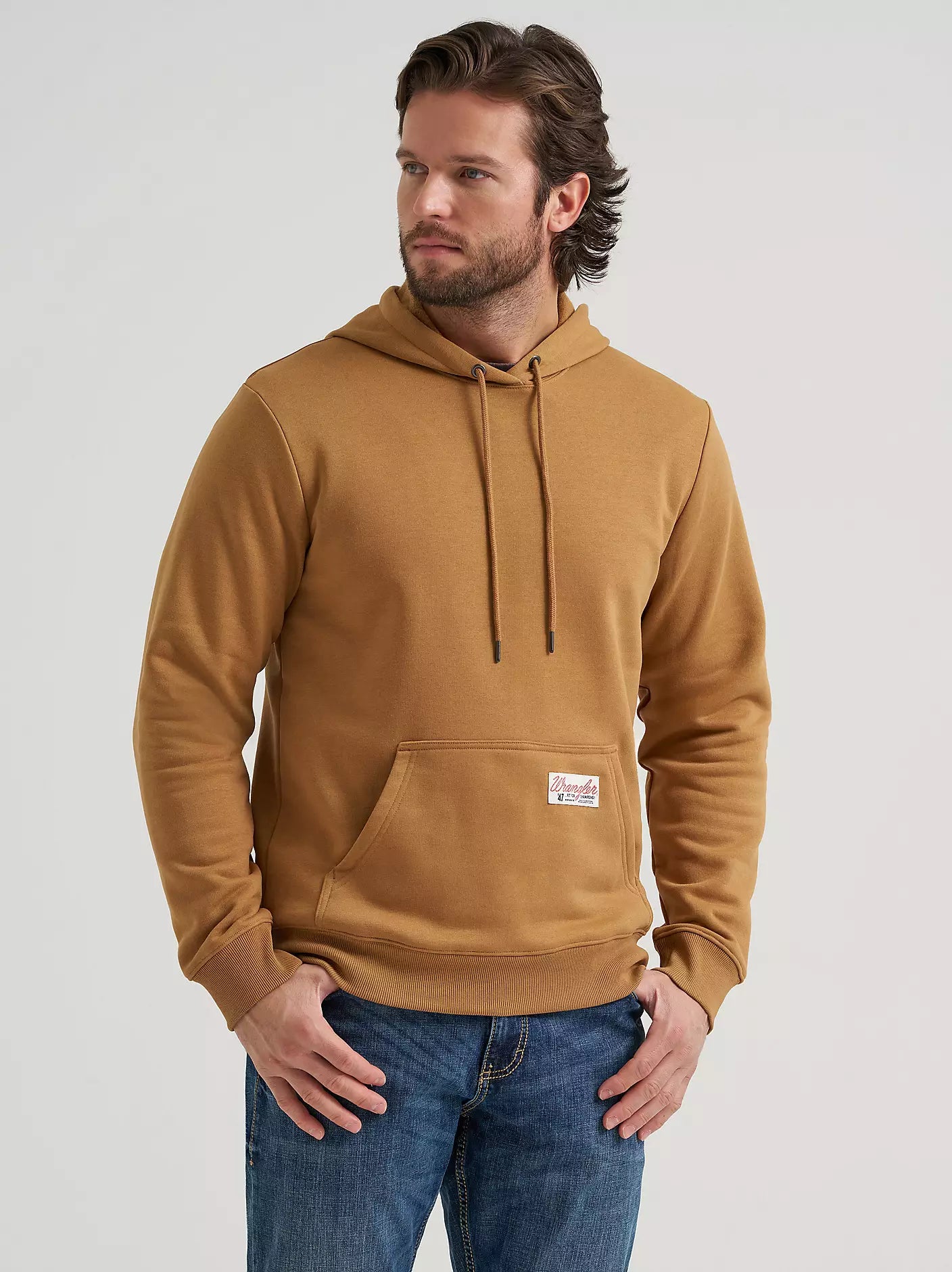 Wrangler Fit For Champions Pullover Hoodie in Tobacco Brown