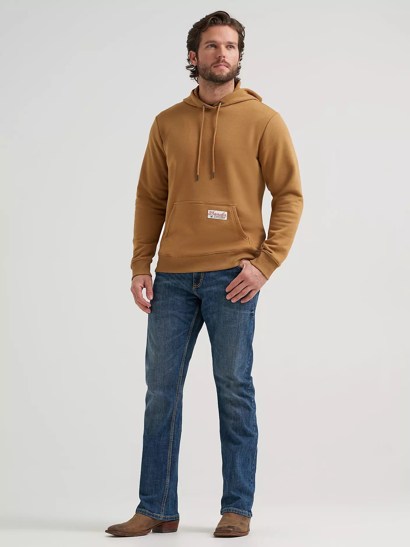Wrangler Fit For Champions Pullover Hoodie in Tobacco Brown
