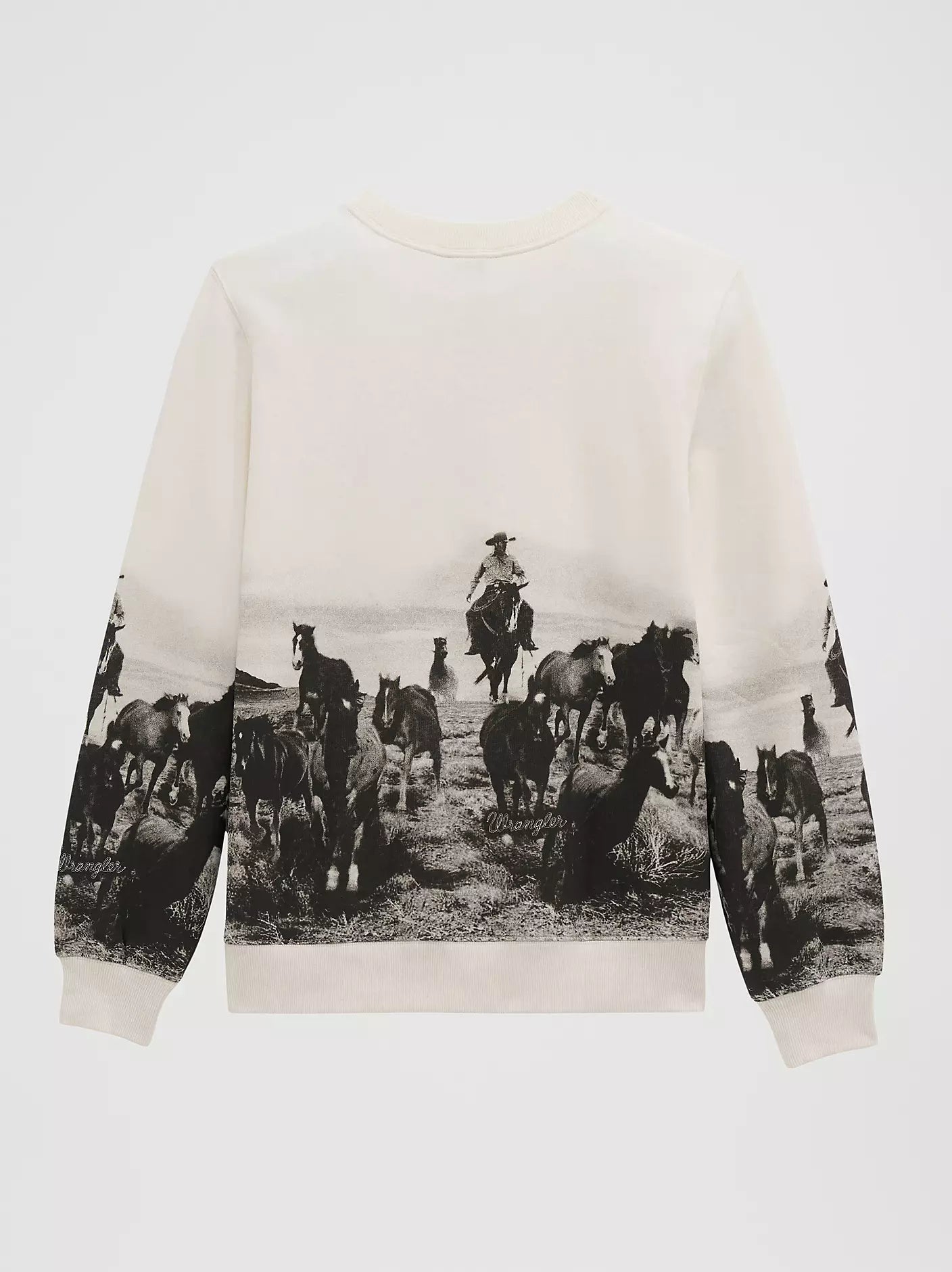 Wrangler Women's Archival Graphic Fleece Reg Pullover in Egret