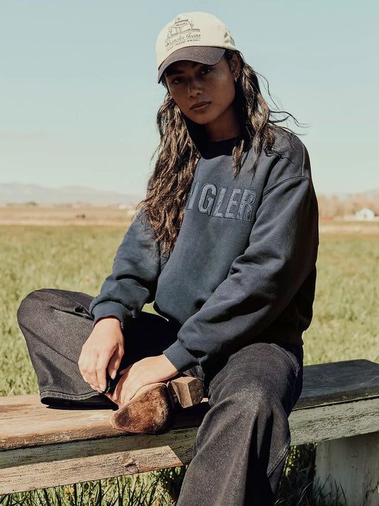 Wrangler Women's Logo Canyon Crew Pullover in Dark Sapphire