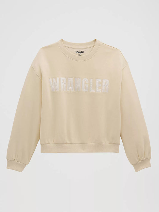 Wrangler Women's Logo Canyon Crew Pullover in Whitecap Gray