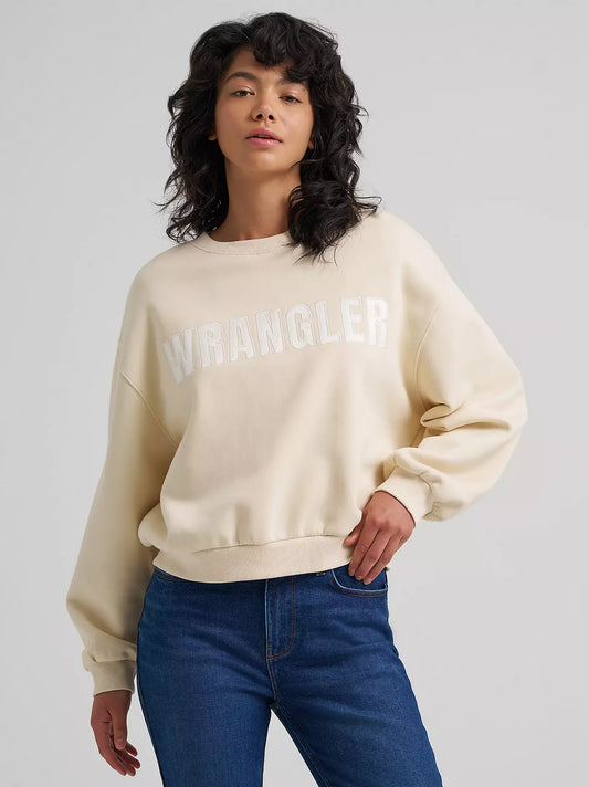 Wrangler Women's Logo Canyon Crew Pullover in Whitecap Gray