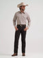 Wrangler Men's Wrinkle Resist Long Sleeve Western Snap Stripe Shirt in Cinnamon