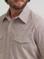 Wrangler Men's Wrinkle Resist Long Sleeve Western Snap Stripe Shirt in Cinnamon