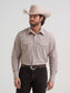 Wrangler Men's Wrinkle Resist Long Sleeve Western Snap Stripe Shirt in Cinnamon