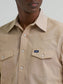 Wrangler Cowboy Cut® Long Sleeve Western Snap Chambray Work Shirt in Khaki