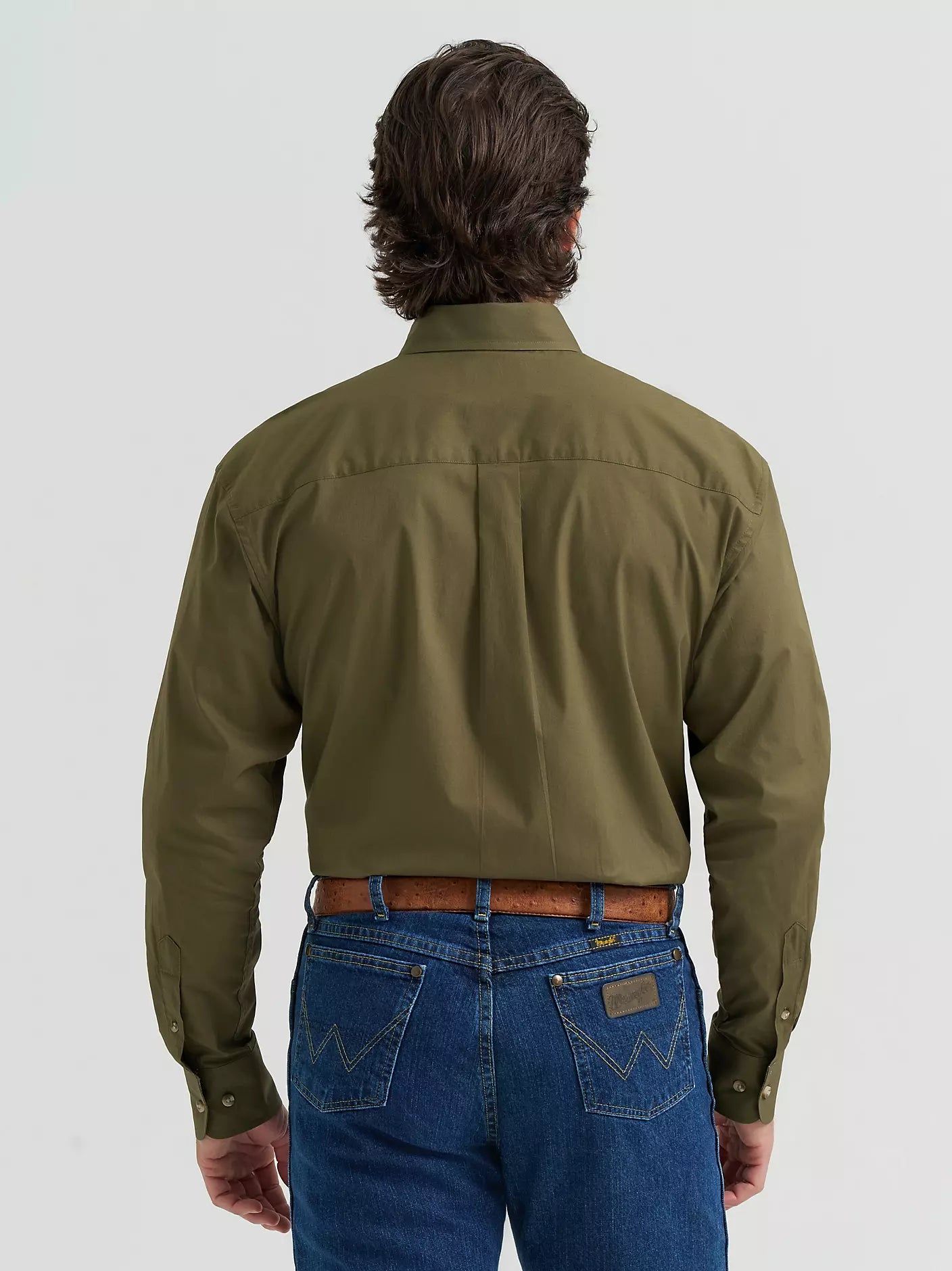 Wrangler® George Strait™ Solid One Pocket Button Down Shirt in Lichen