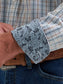 Wrangler® George Strait™ Long Sleeve Button Down Two Pocket Shirt in Steely Blue Check