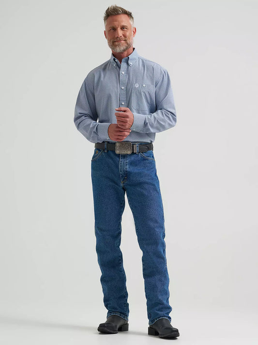 Wrangler® George Strait™ Performance Button Down Shirt in Blue Fan