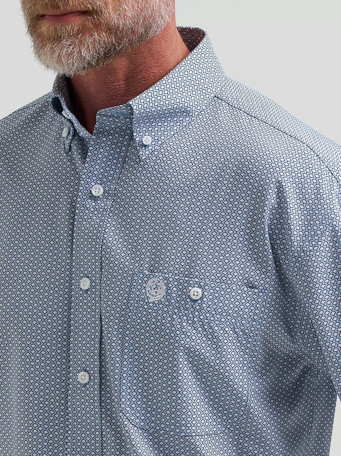 Wrangler® George Strait™ Performance Button Down Shirt in Blue Fan