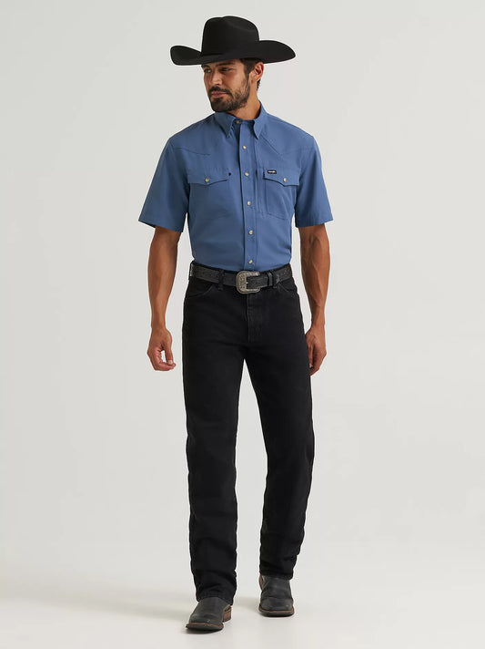 Wrangler All Terrain Gear Men's Performance Solid Shirt in Vintage Indigo