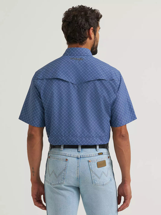 Wrangler All Terrain Gear Men's Performance Print Shirt in Indigo