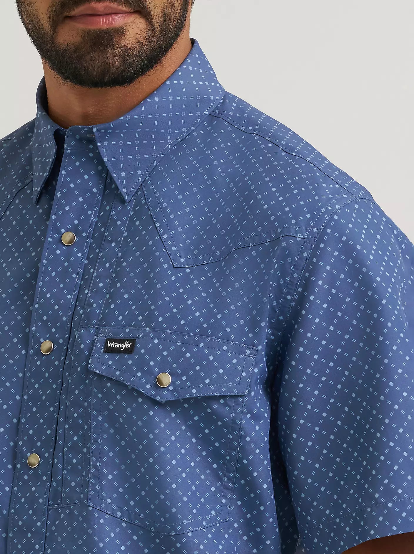 Wrangler All Terrain Gear Men's Performance Print Shirt in Indigo