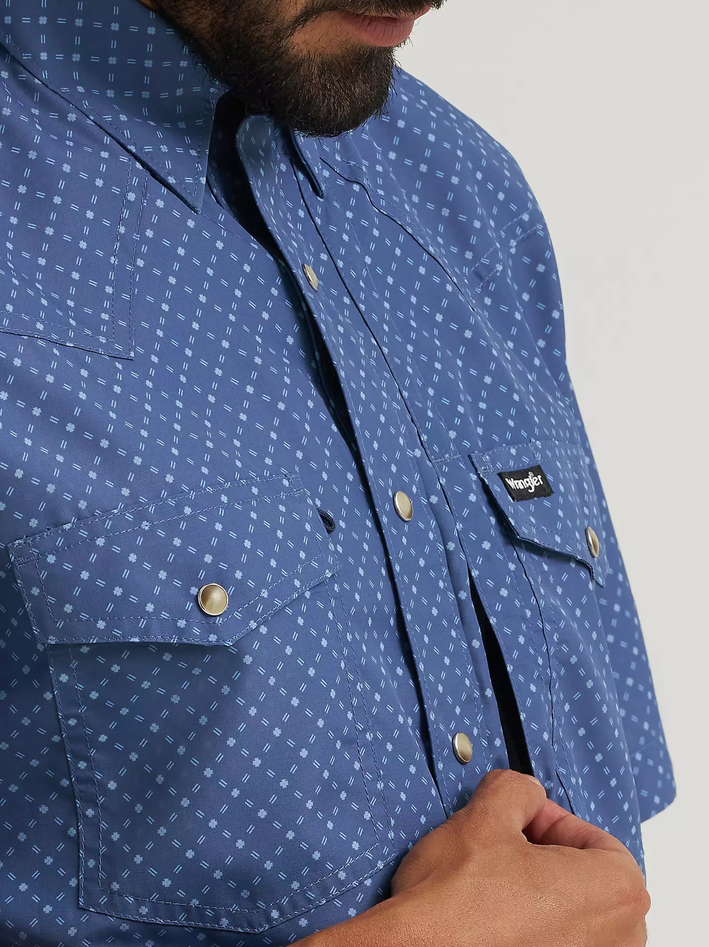 Wrangler All Terrain Gear Men's Performance Print Shirt in Indigo