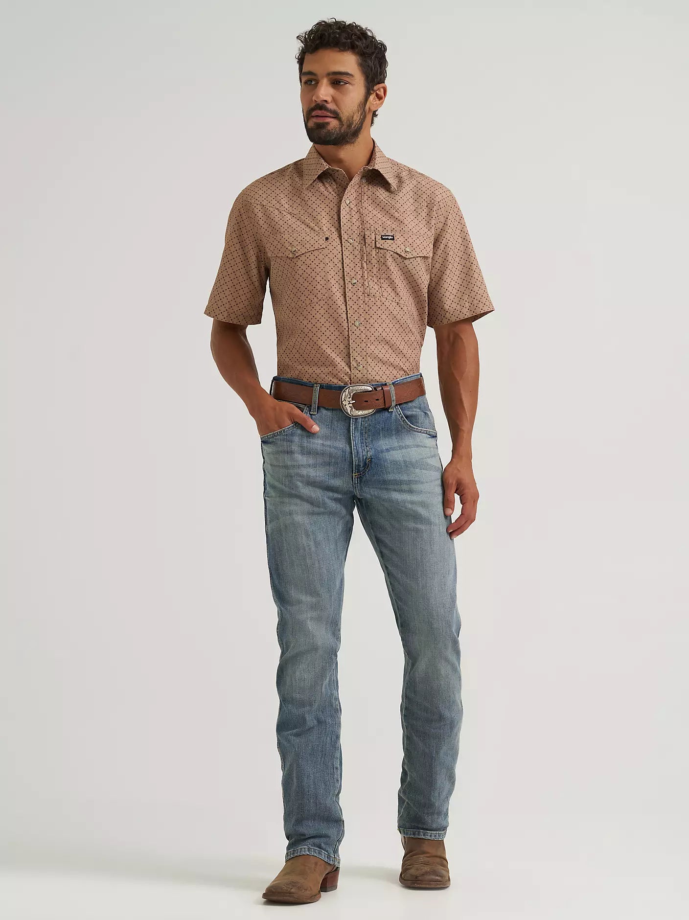 Wrangler All Terrain Gear Men's Performance Print Shirt in Kelp