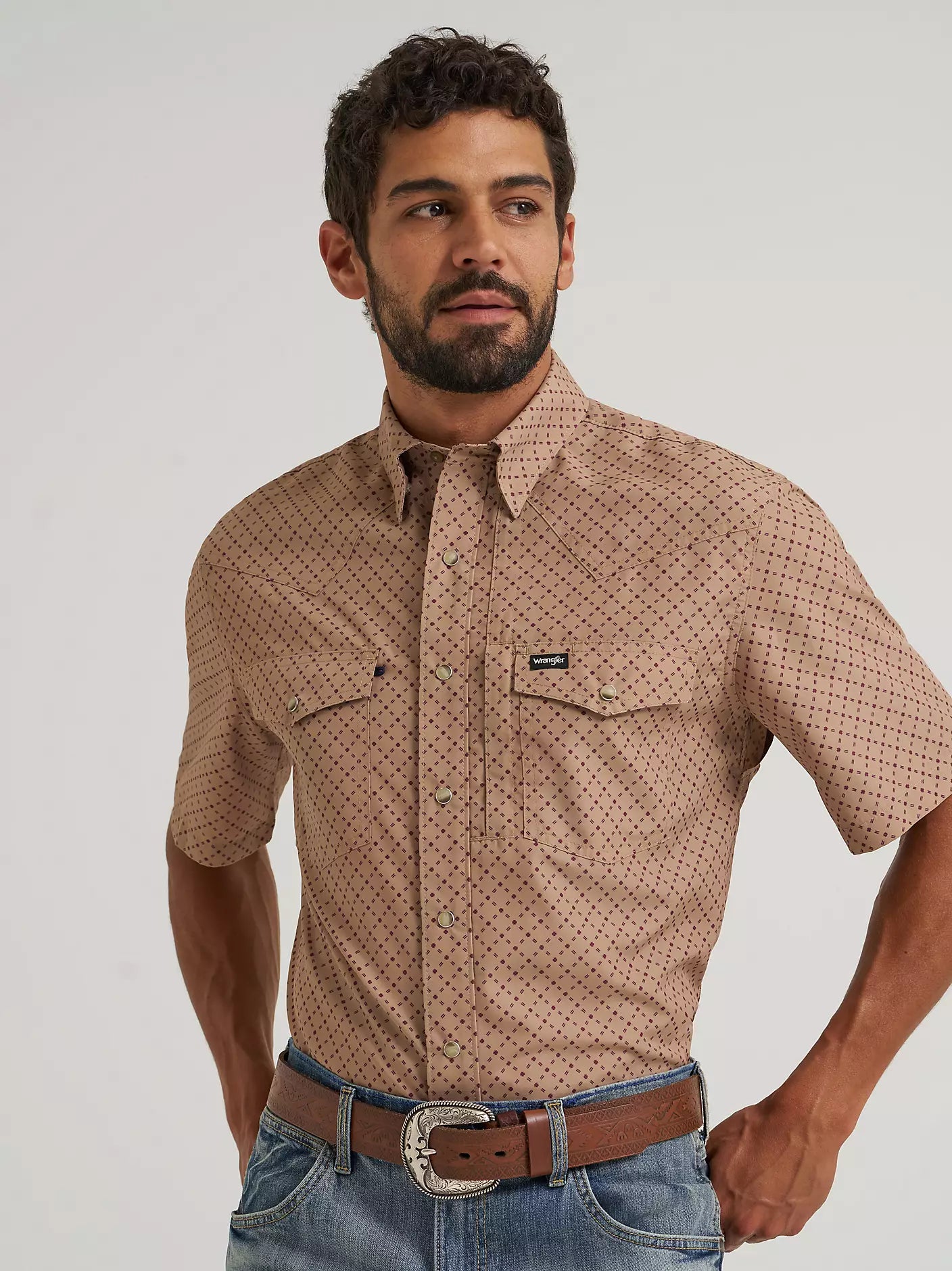 Wrangler All Terrain Gear Men's Performance Print Shirt in Kelp