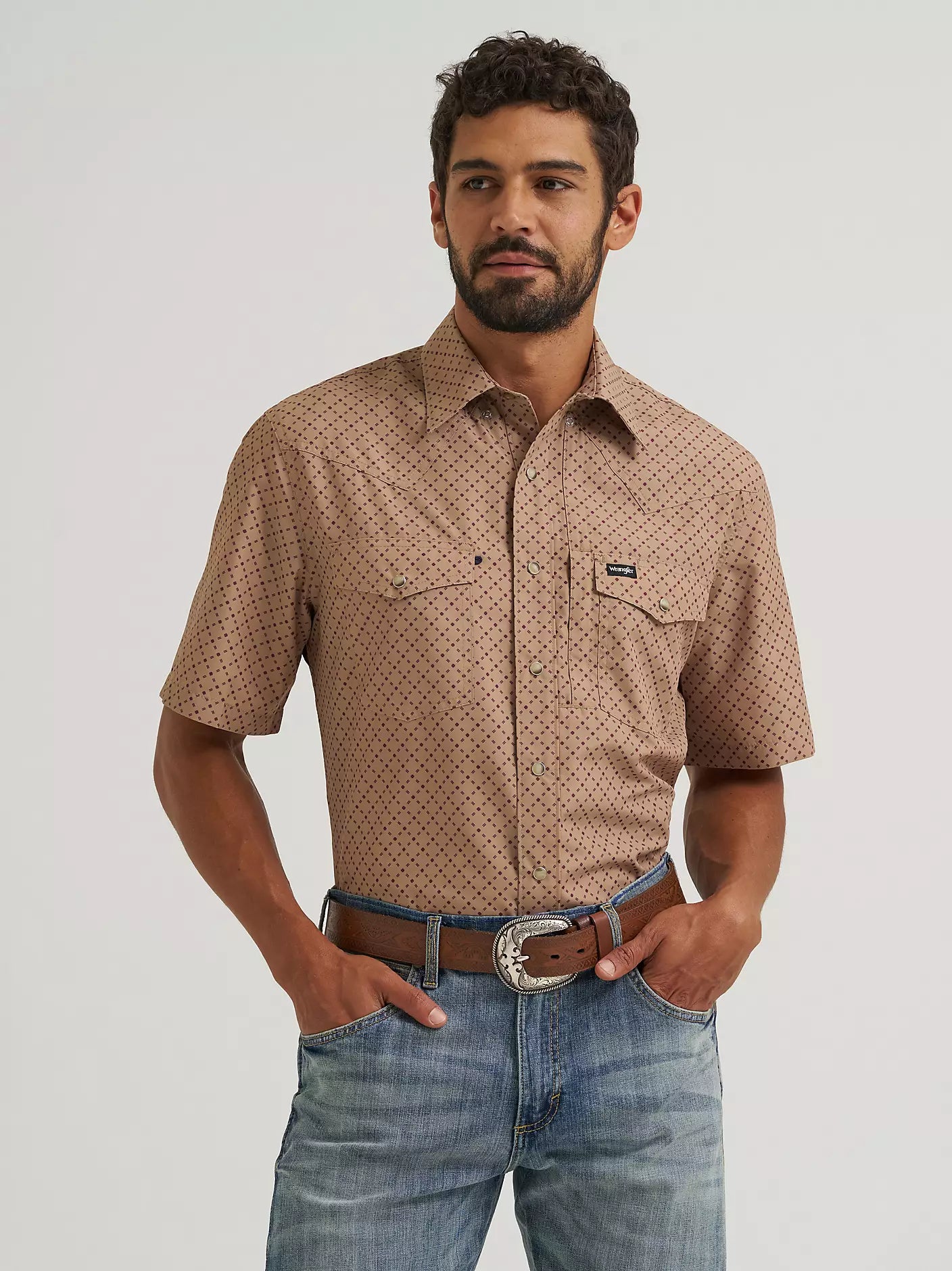 Wrangler All Terrain Gear Men's Performance Print Shirt in Kelp