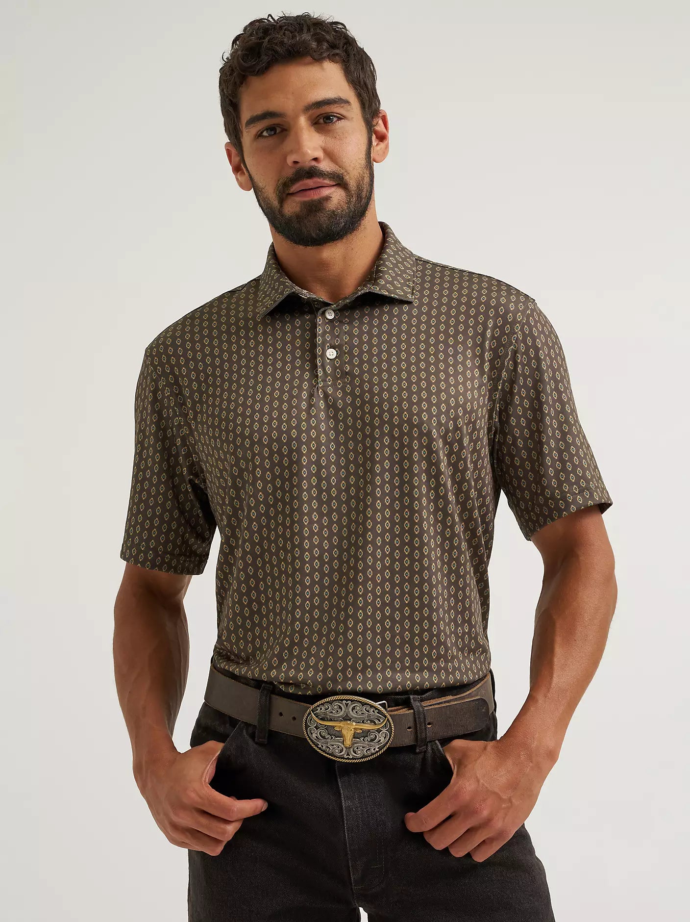 Wrangler All Terrain Gear Men's Performance Polo Shirt in Turkish Coffee