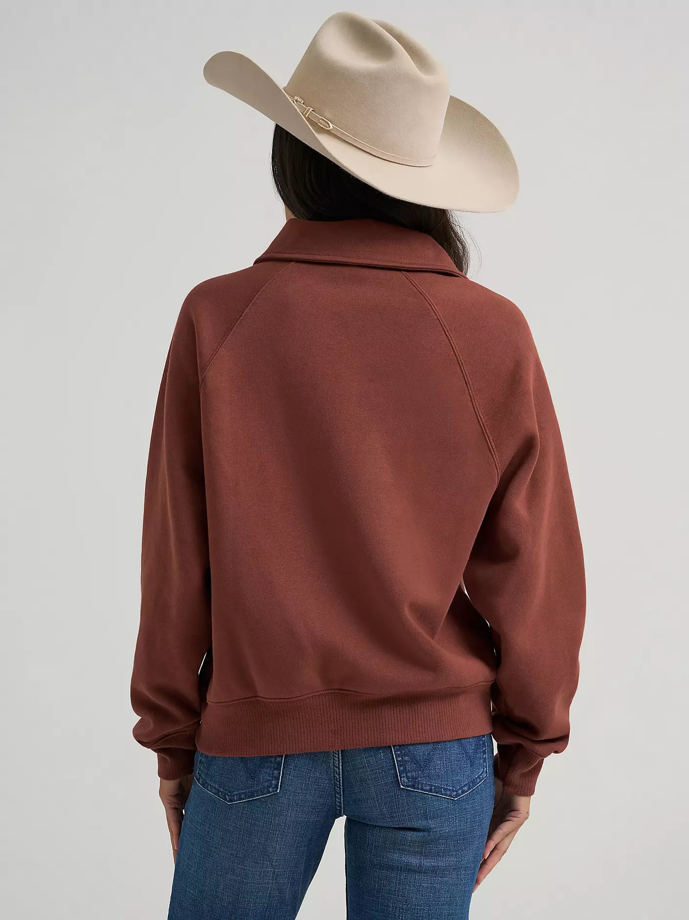Wrangler Women's Horseshoe Collared Zip Pullover in Burgundy