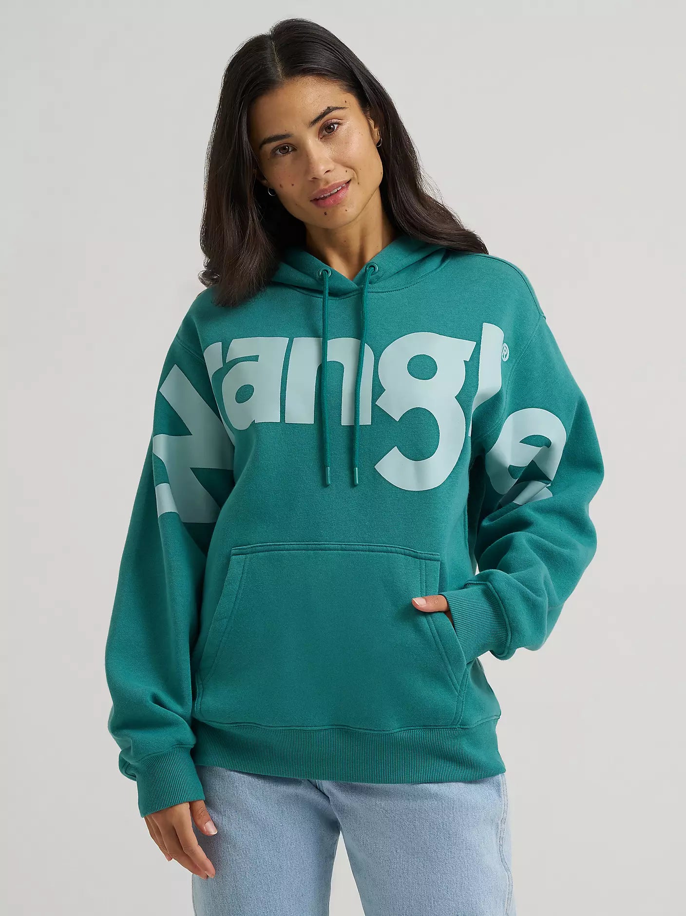 Wrangler Women’s Wrangler Wide Open Spaces Logo Hoodie in Teal Dream