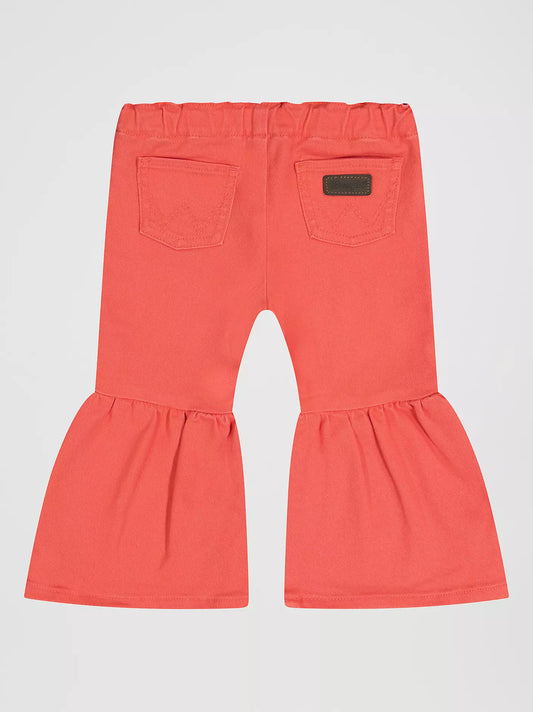 Wrangler Little Girl's Vibrant Ruffle Leg Flare Jean in Pink