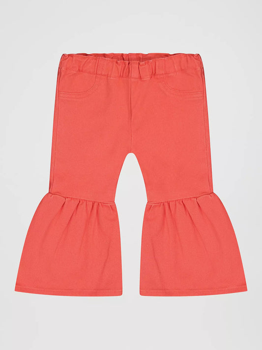 Wrangler Little Girl's Vibrant Ruffle Leg Flare Jean in Pink