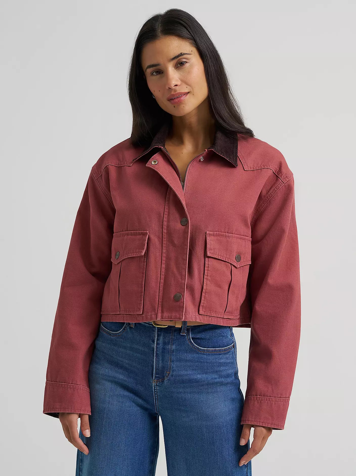 Wrangler Women's Western Cropped Utility Jacket in Rose